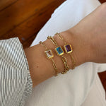 BLUE TOPAZ GOLD LINK BRACELET