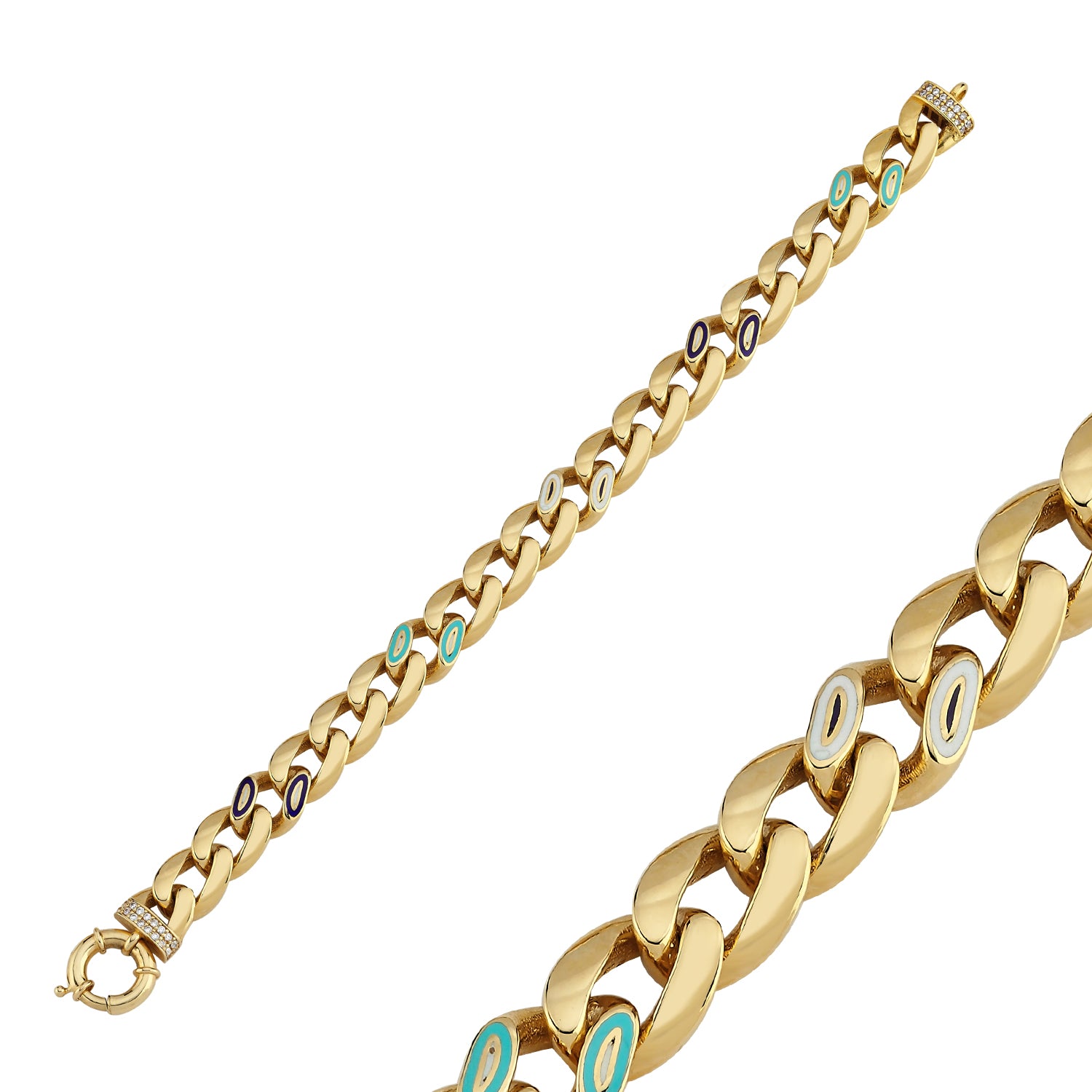 CURB LINK EVIL EYE BRACELET