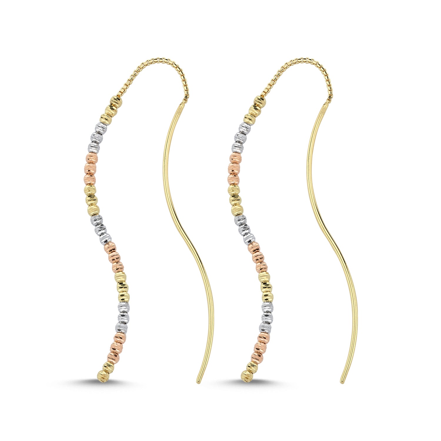 THREE GOLD BALL BOLD DANGLE EARRINGS