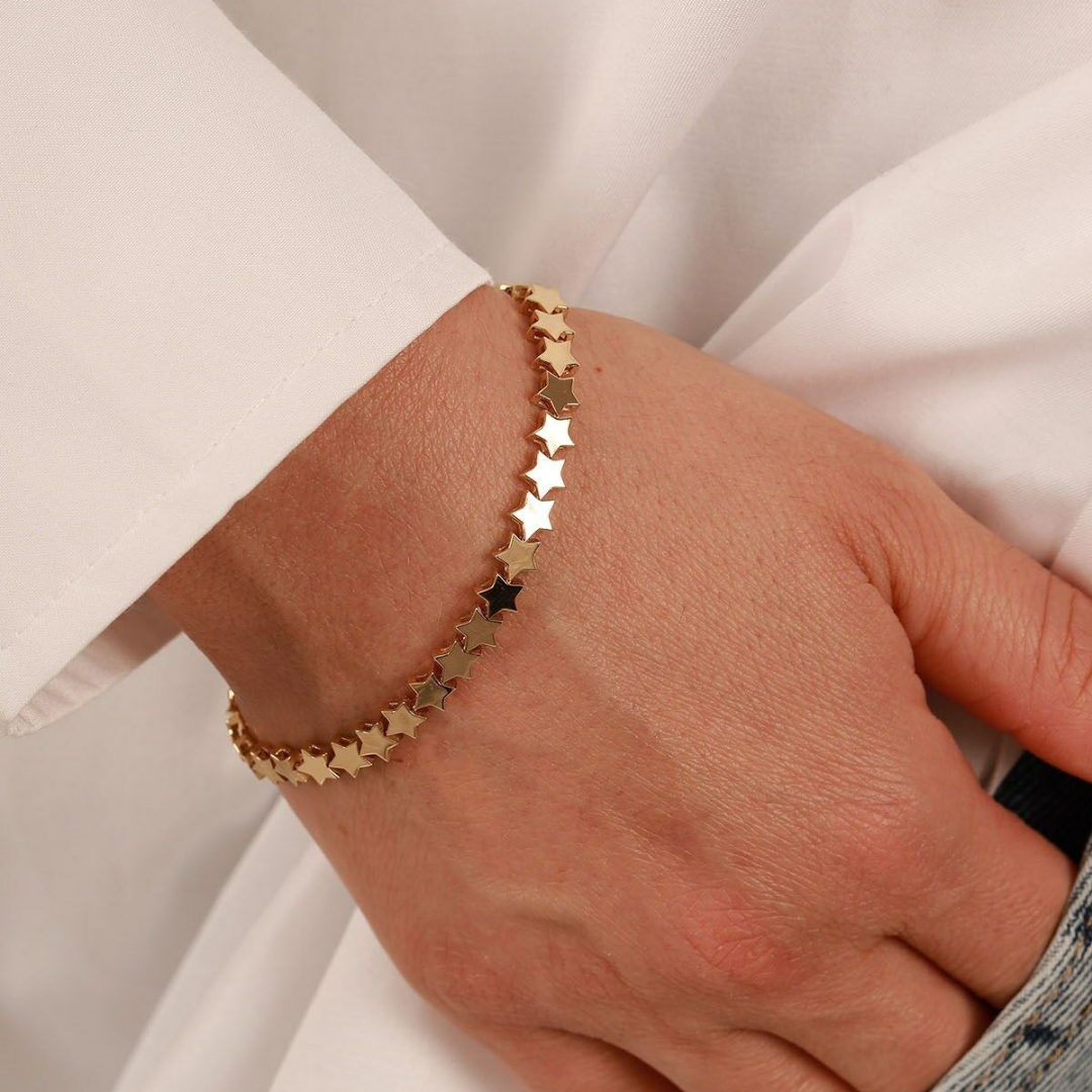 14K YELLOW GOLD STAR BRACELET
