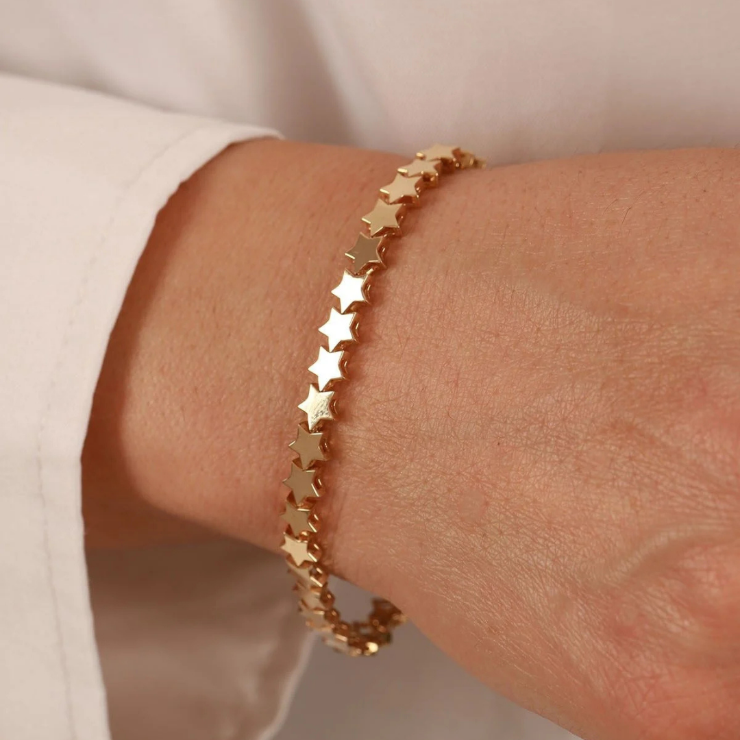 14K YELLOW GOLD STAR BRACELET