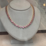 PINK SAPPHIRE HEART TENNIS NECKLACE