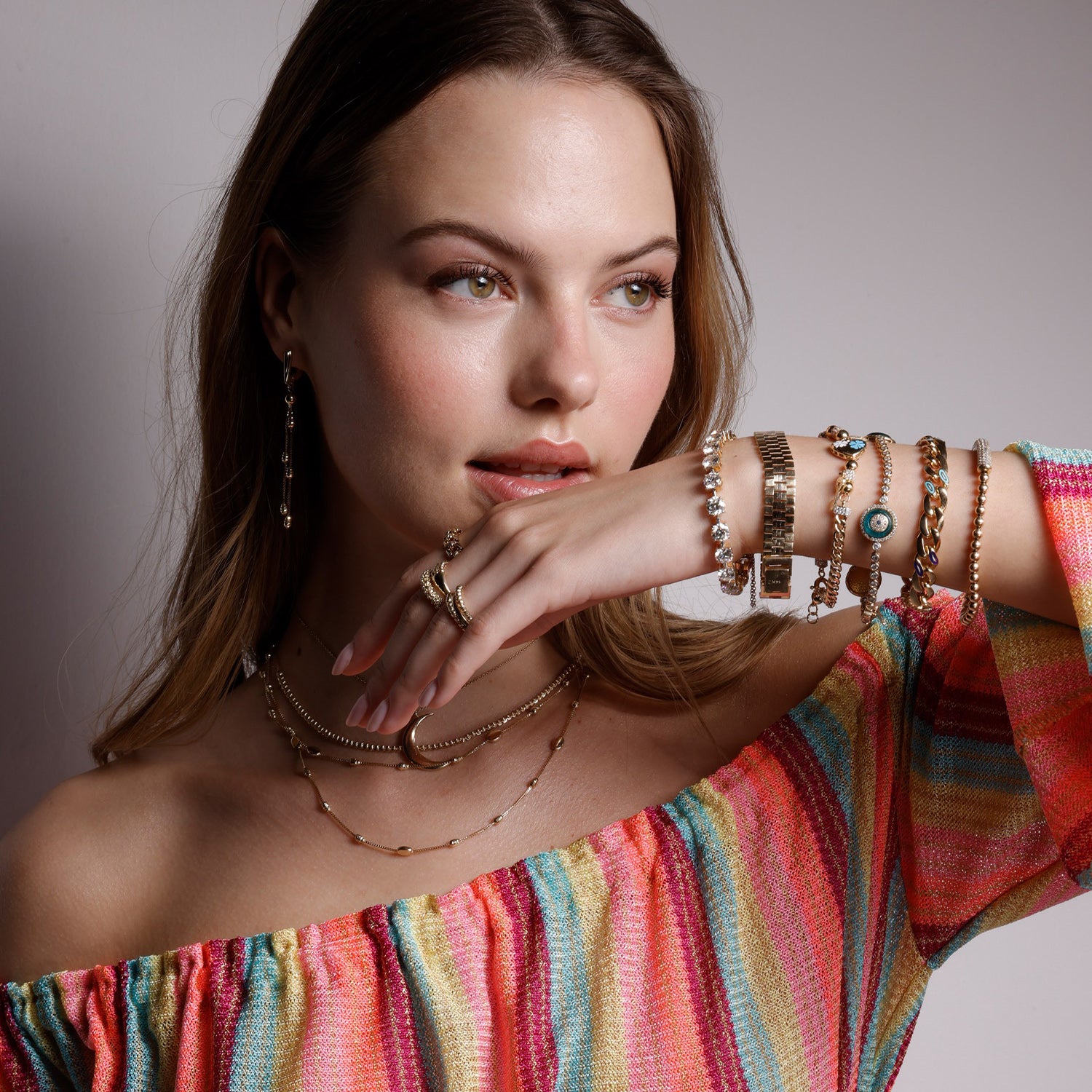 CURB LINK EVIL EYE BRACELET