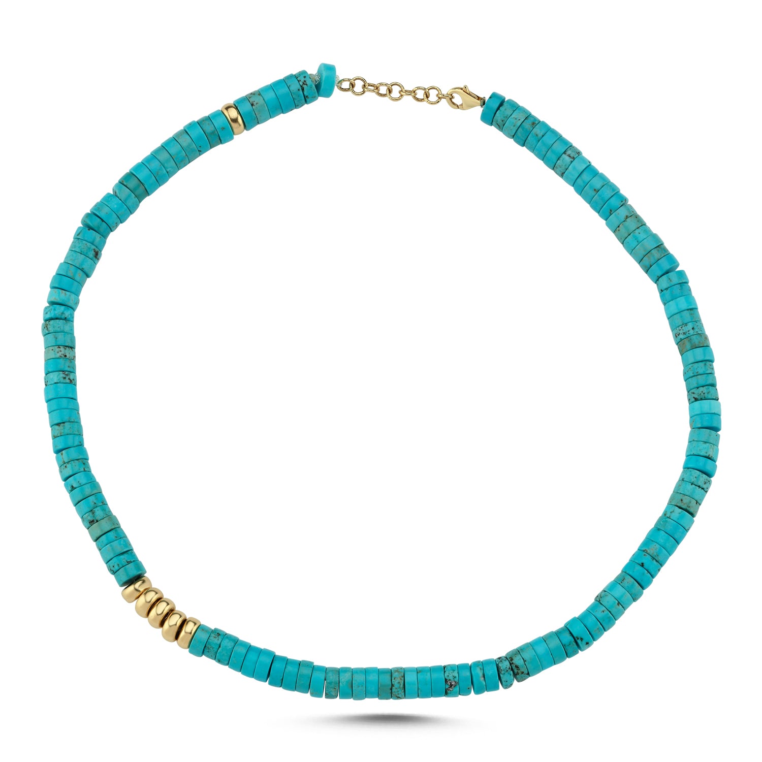 GOLD & TURQUOISE BEAD NECKLACE