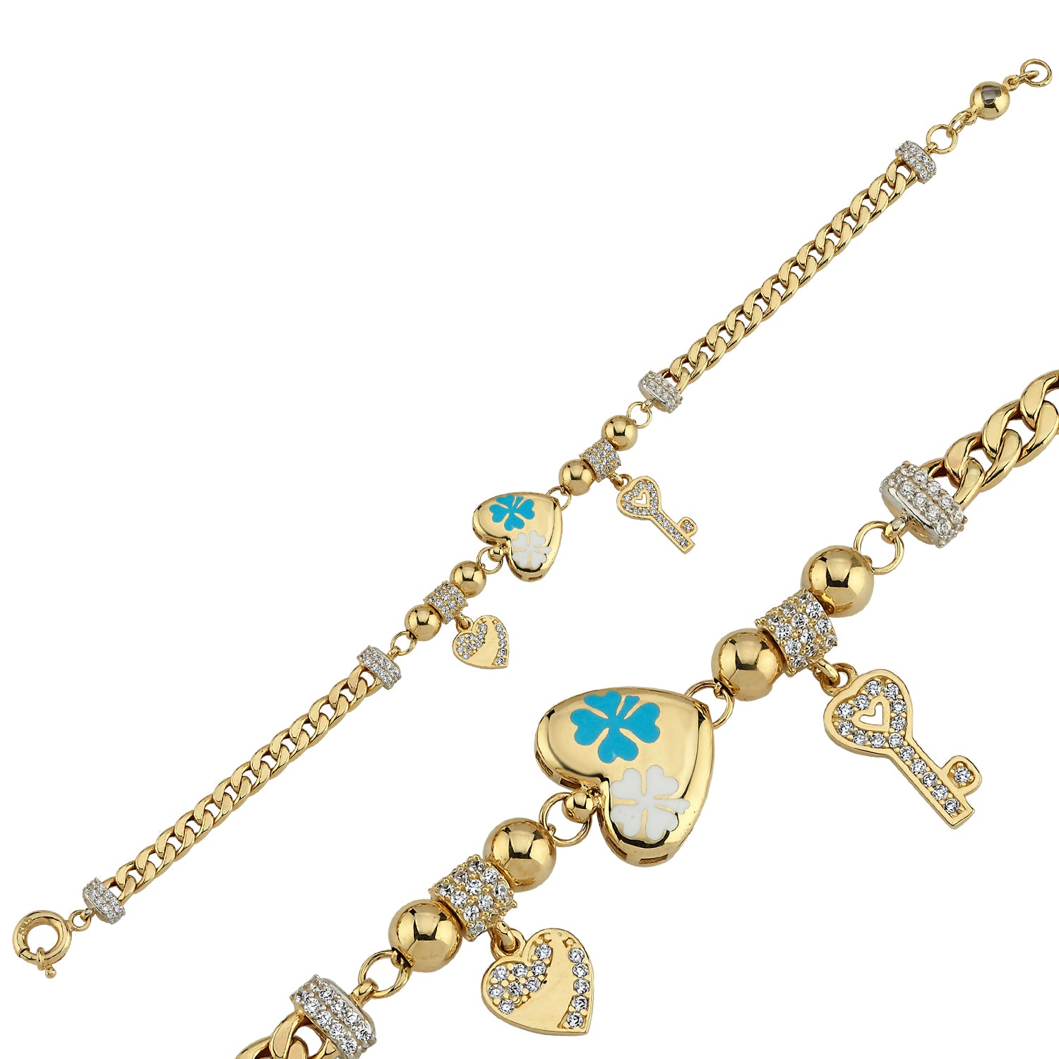 GOLD HEART CHARM BRACELET