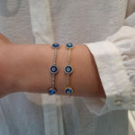 EVIL EYE THREE EYE DIAMOND PAVE NAZAR BRACELET