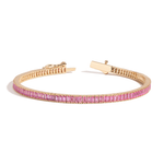 14k gold PINK SAPPHIRE BAGUETTE TENNIS BRACELET