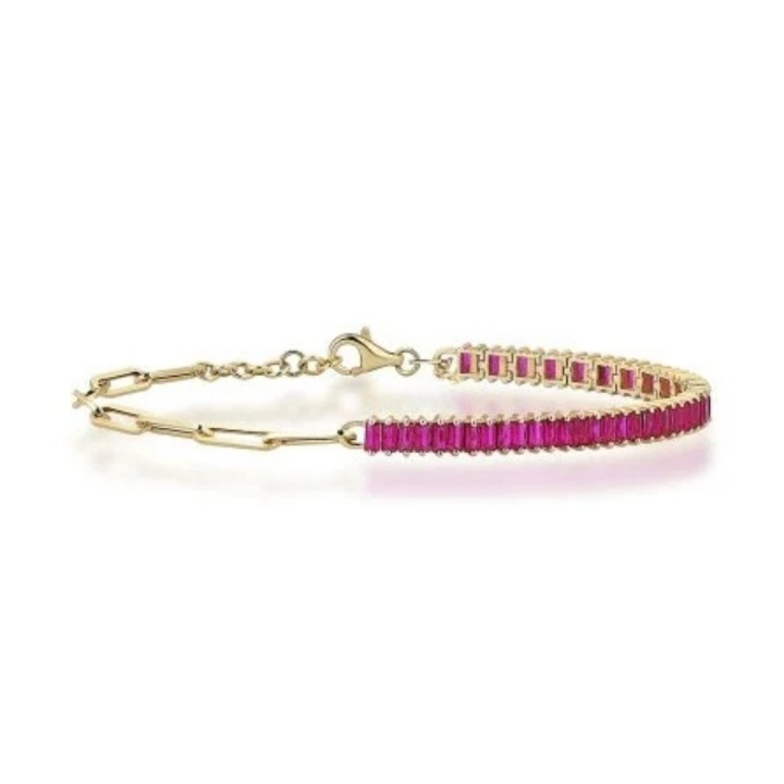 14k gold ruby baguette LINK bracelet