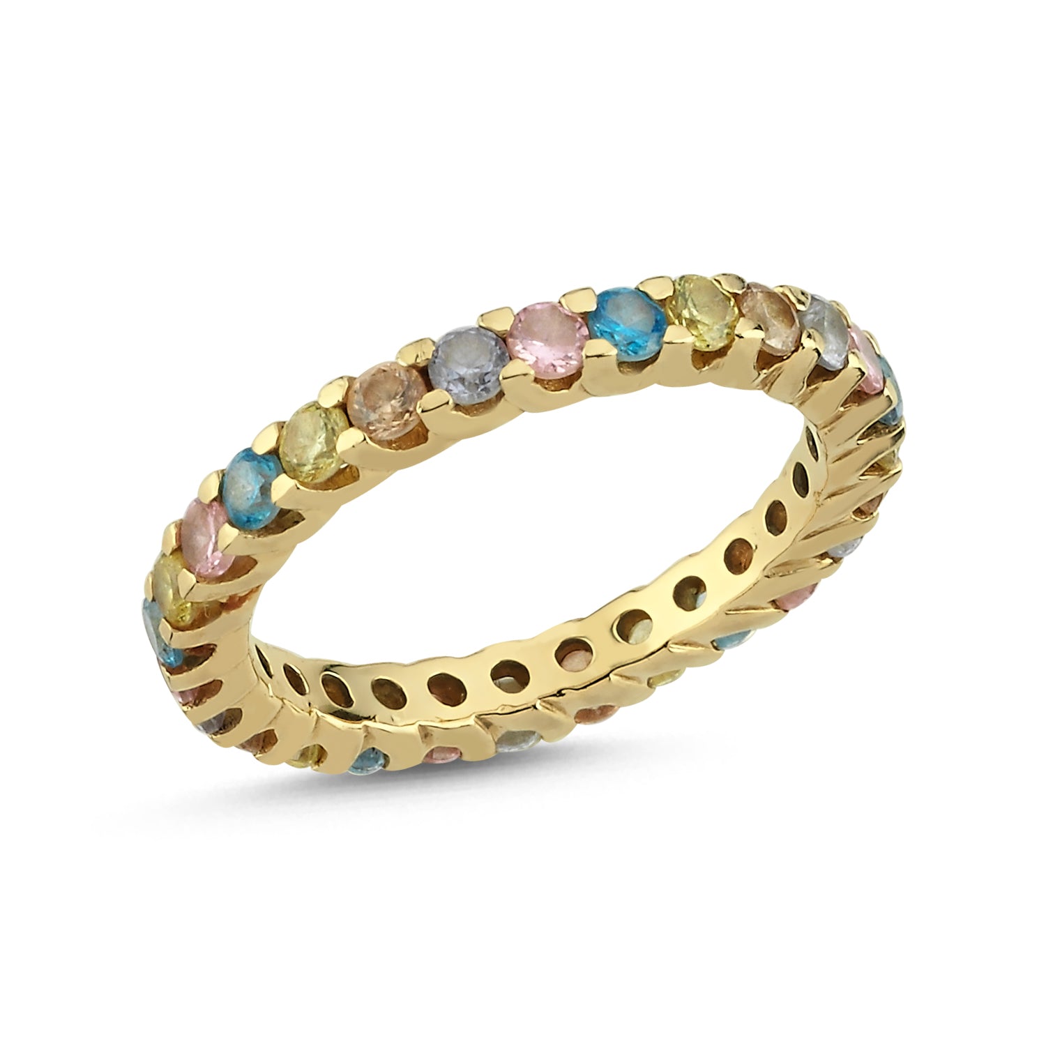 Rainbow 14kt gold ring with sapphires