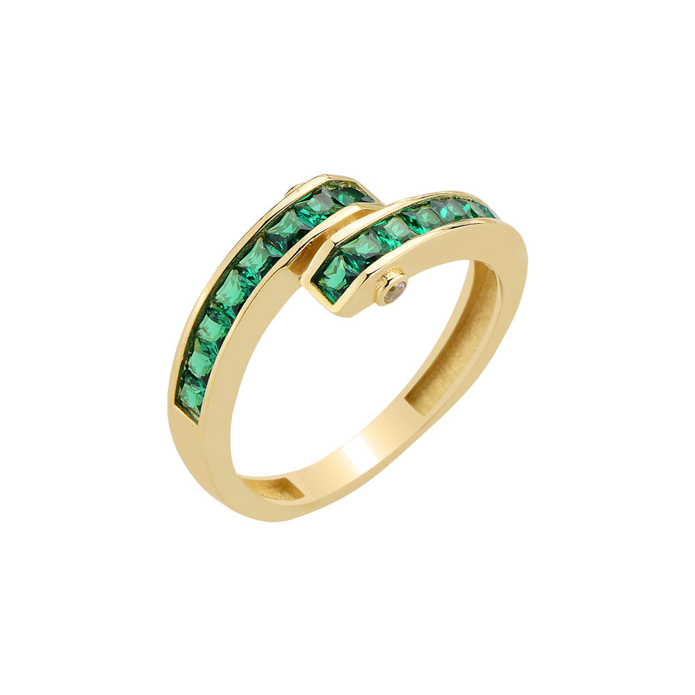 CRISS CROSS RING WITH EMERALD