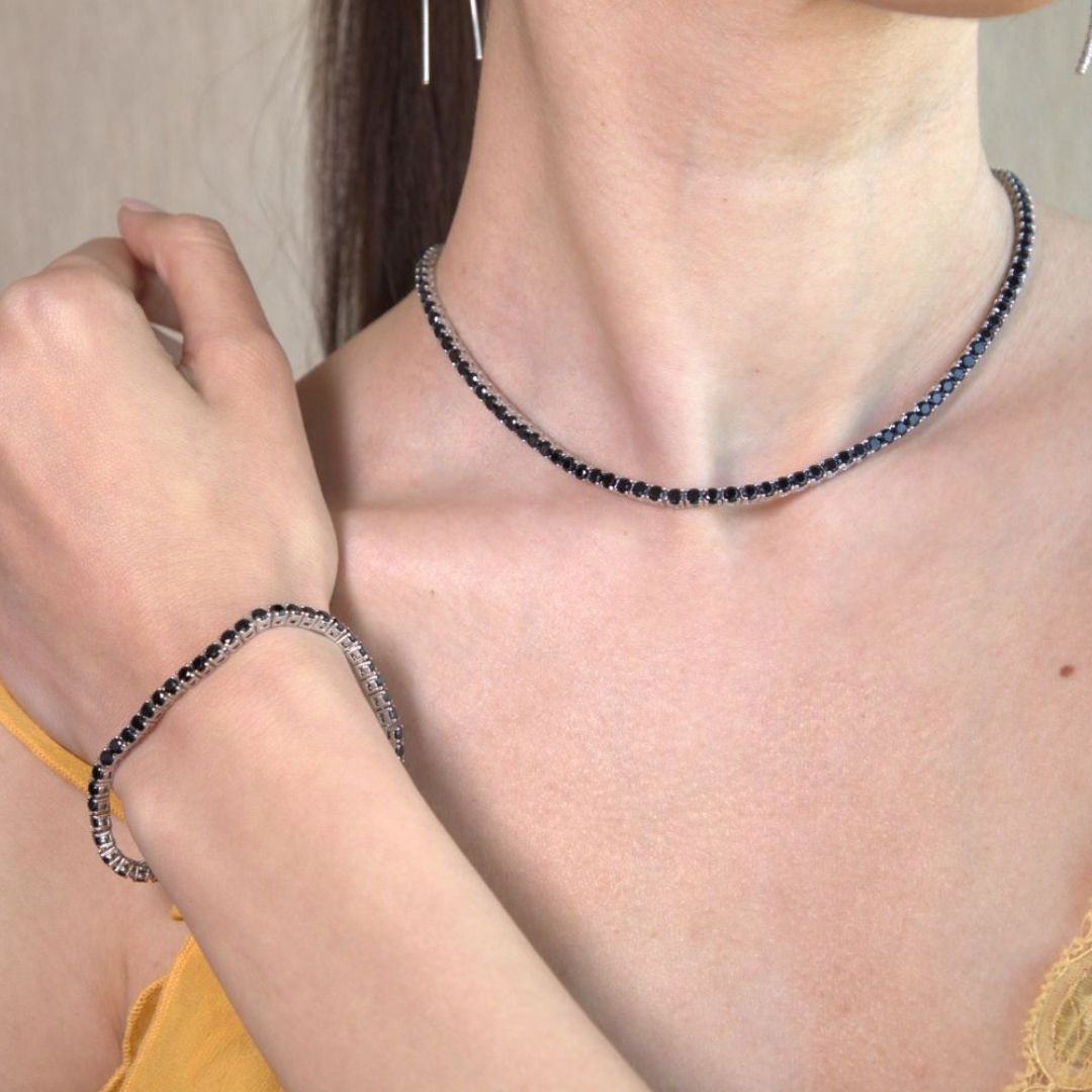 black diamond tennis necklace