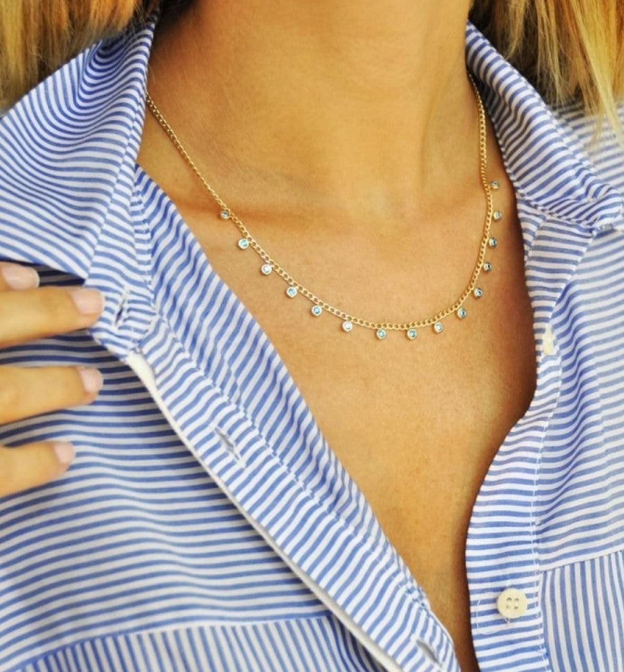 Aquamarine Dangle Choker Necklace