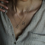 Initial Diamond Solid Gold Letter Necklace