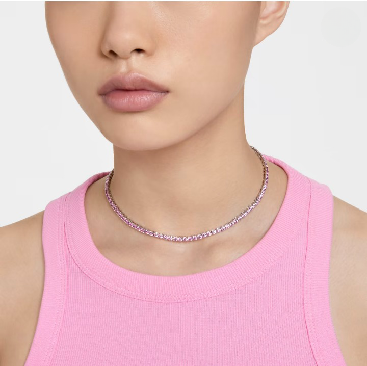 PINK SAPPHIRE CHOKER TENNIS NECKLACE