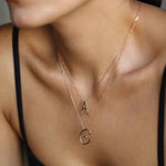Initial Diamond Solid Gold Letter Necklace