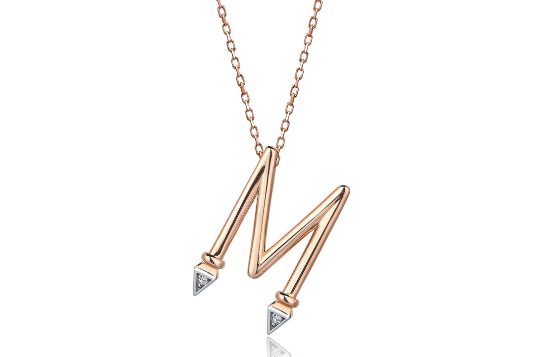 Initial Diamond Solid Gold Letter Necklace