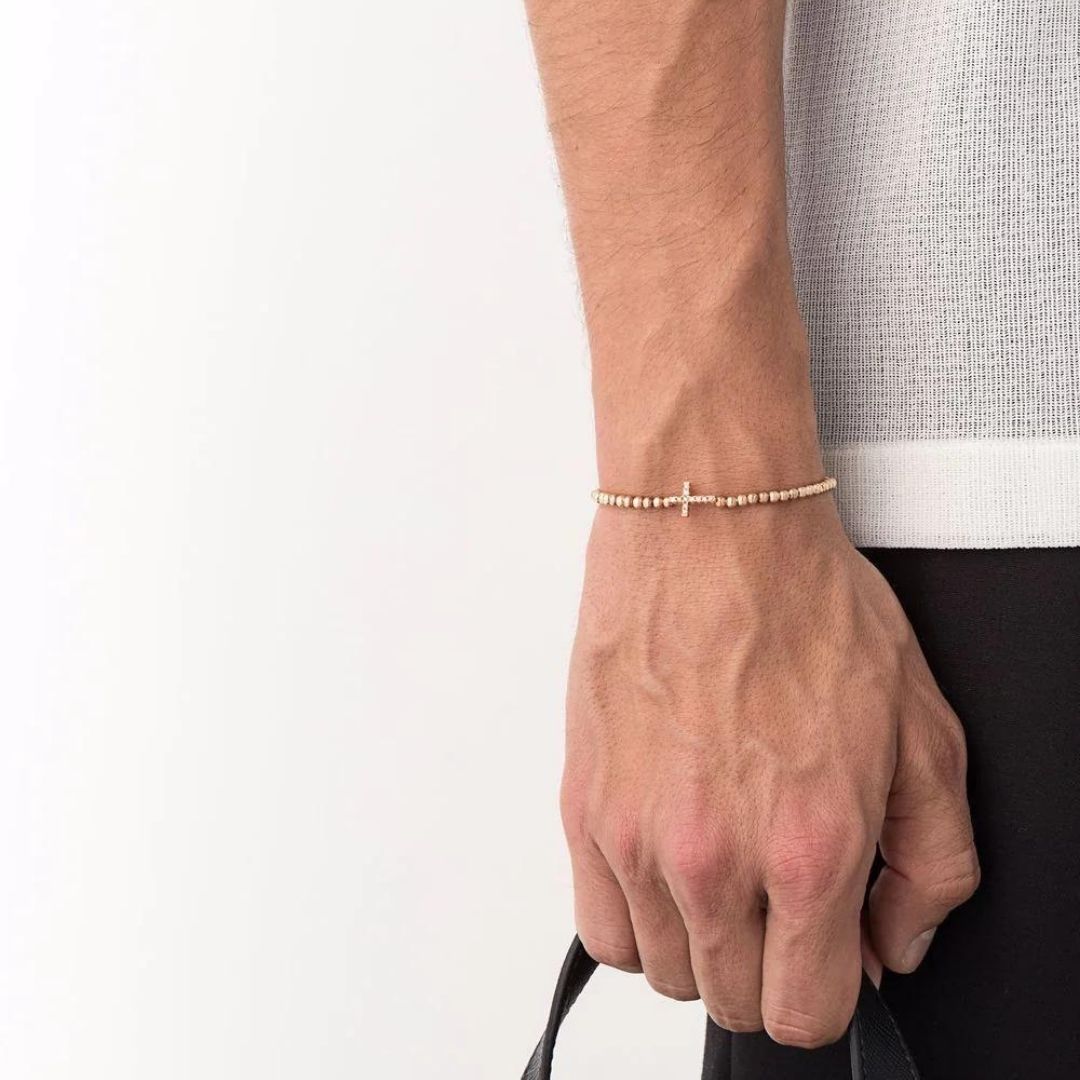 cross diamond beaded bracelet