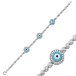 14k gold EVIL EYE TENNIS BRACELET WITH DIAMONDS