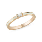 14k gold white enamel stuck ring