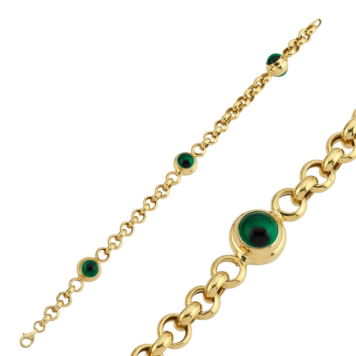 GOLD EVIL EYE GREEN BEETS BRACELET