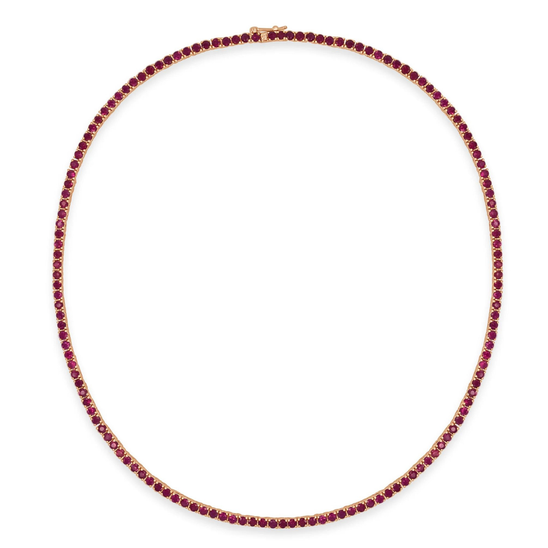 14K GOLD RUBY TENNIS NECKLACE