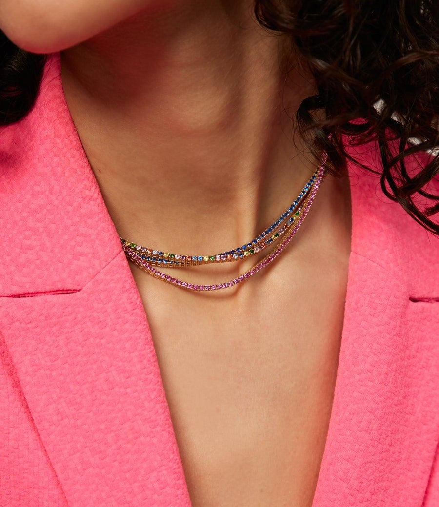 PINK SAPPHIRE CHOKER TENNIS NECKLACE