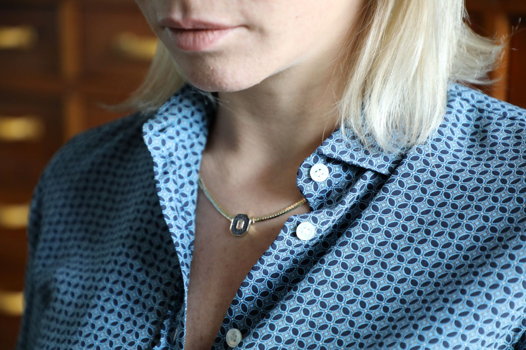 Gold & Pavé BLUE SAPPHIRE BAGUETTE NECKLACE