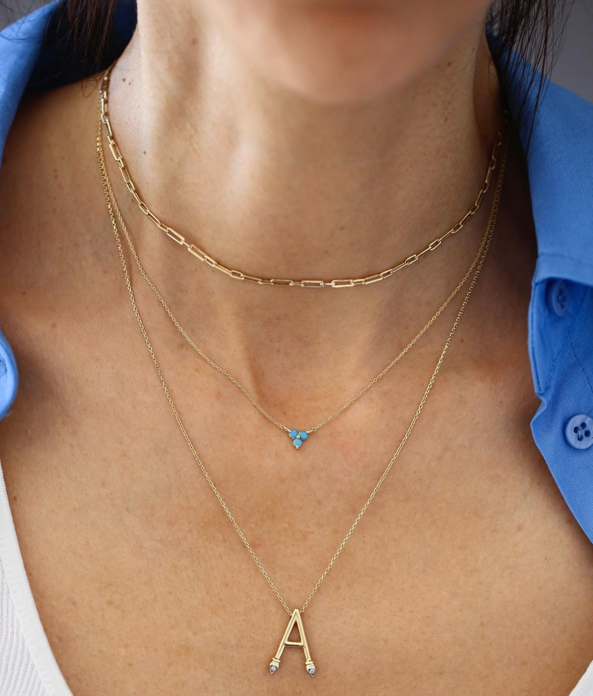 INITIAL DIAMOND GOLD LETTER NECKLACE