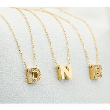 YELLOW GOLD INITIAL NECKLACE