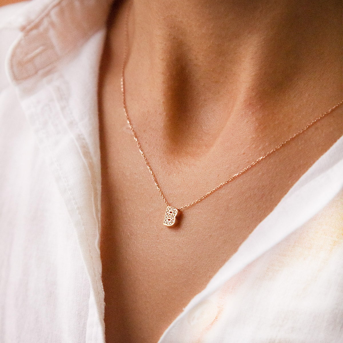YELLOW GOLD SMALL INITIAL NECKLACE
