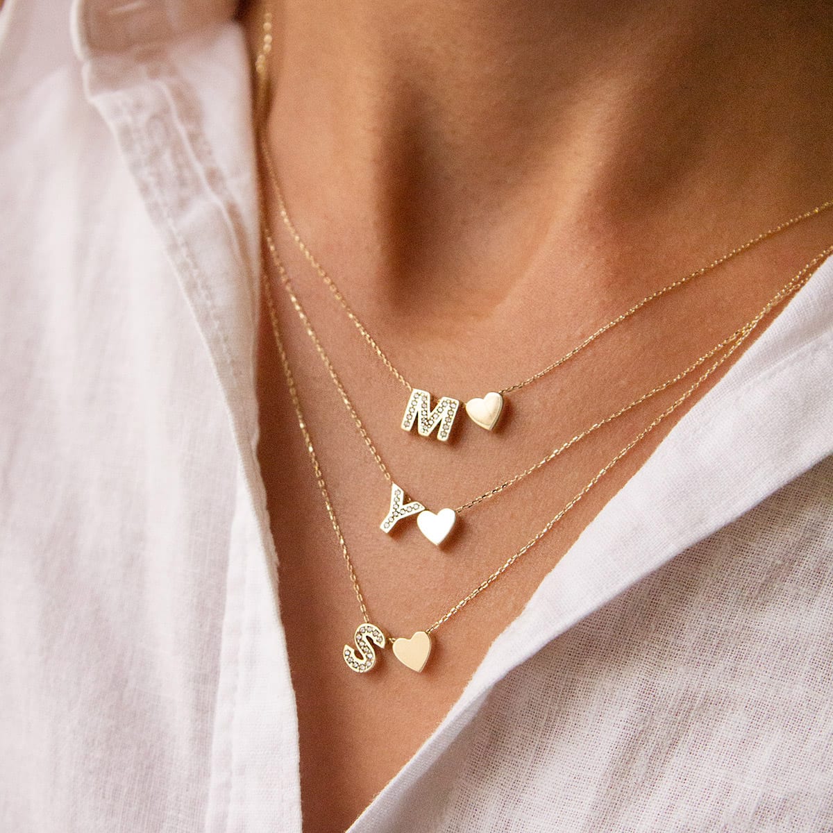 YELLOW GOLD SMALL INITIAL NECKLACE